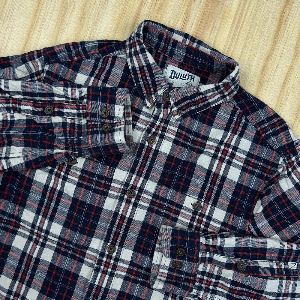 Duluth Trading Co Free Swinging Plaid Flannel Slim‎ Fit Long Sleeve Mens Large